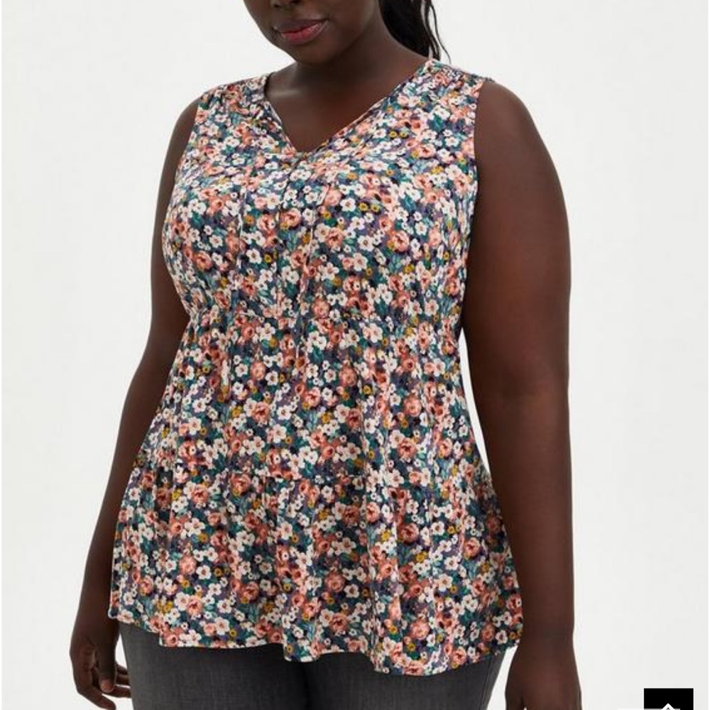 Torrid Rayon Slub Button-Front Tiered Tank - Picture 1 of 4